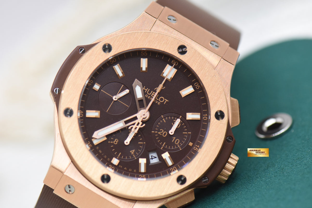 HUBLOT BIG BANG CHRONOGRAPH “CAPPUCCINO” 44mm ROSE GOLD IN RUBBER STRAP AUTOMATIC 301.PC.3180.RC (NOS)