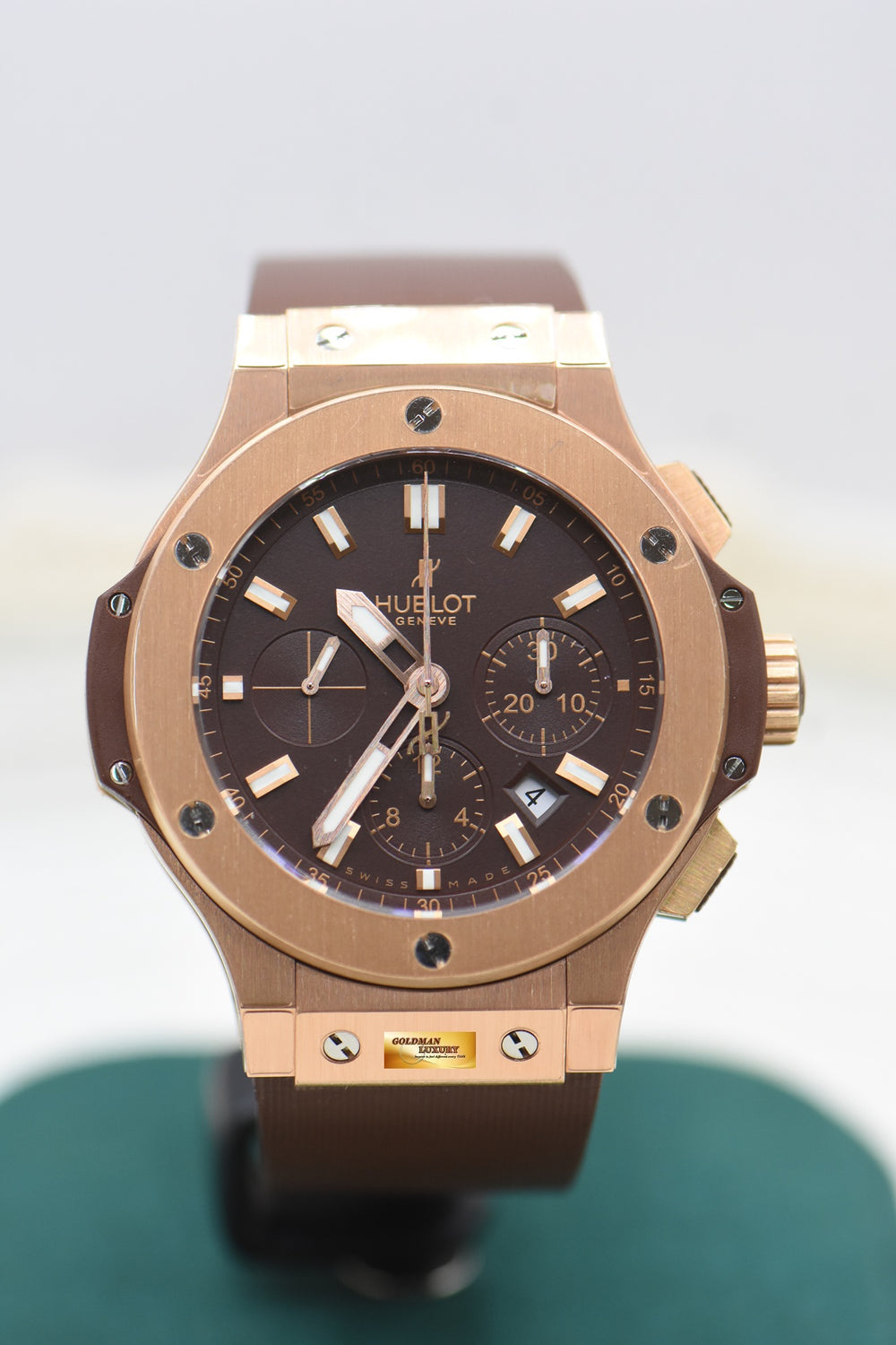 HUBLOT BIG BANG CHRONOGRAPH “CAPPUCCINO” 44mm ROSE GOLD IN RUBBER STRAP AUTOMATIC 301.PC.3180.RC (NOS)