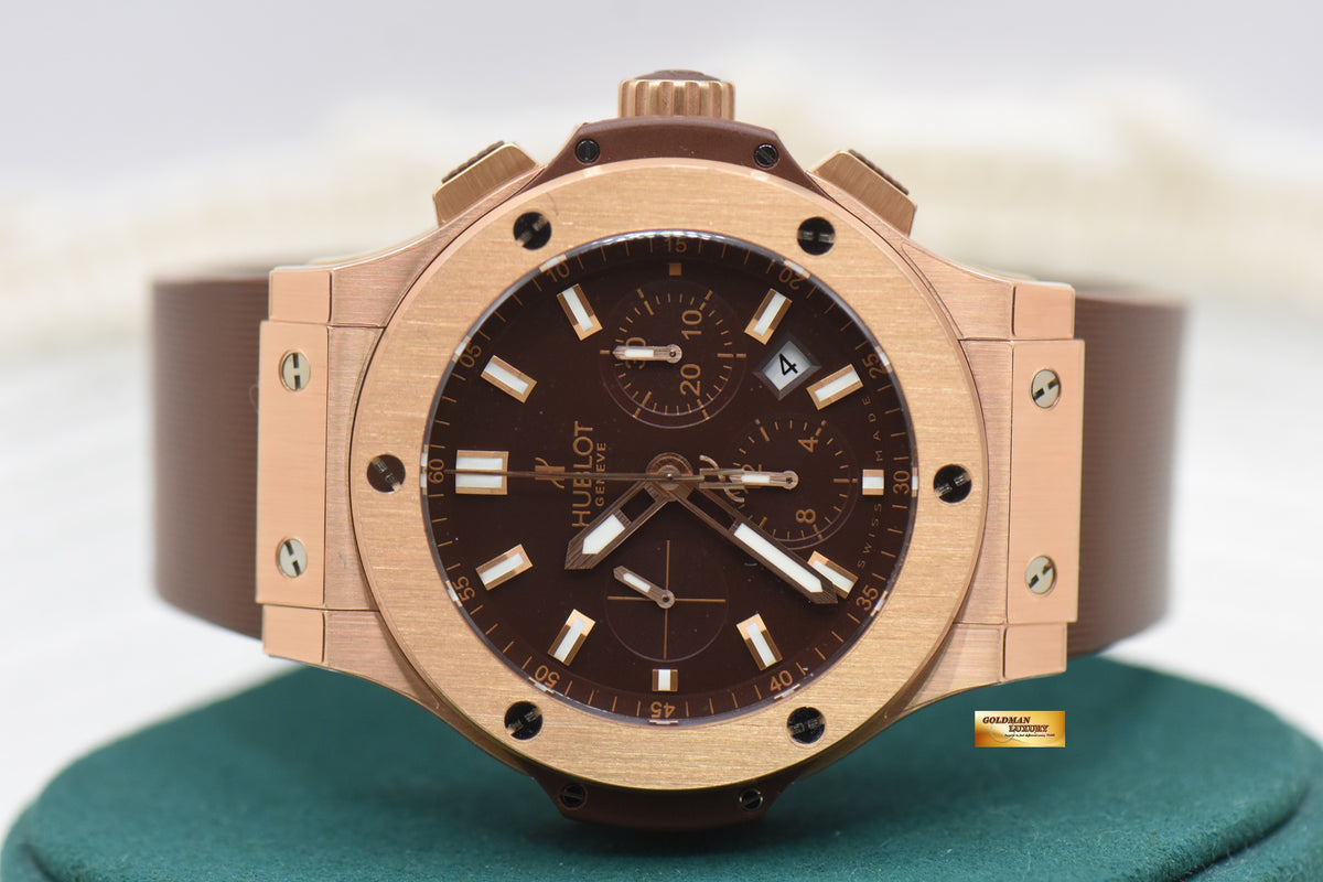 HUBLOT BIG BANG CHRONOGRAPH “CAPPUCCINO” 44mm ROSE GOLD IN RUBBER STRAP AUTOMATIC 301.PC.3180.RC (NOS)