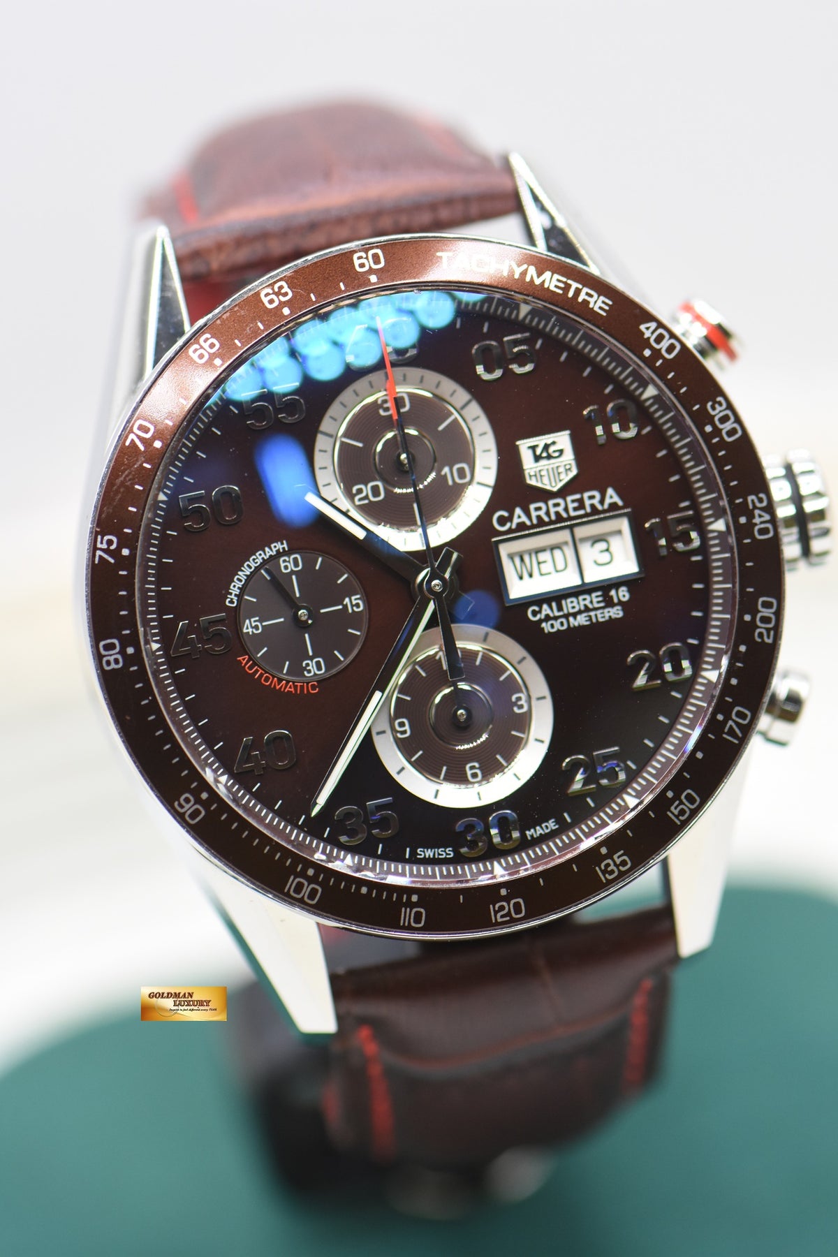 [SOLD] TAG HEUER CARRERA CALIBRE 16 DAY-DATE 43mm CHRONOGRAPH CHOCOLATE BROWN DIAL AUTOMATIC CV2A12 (MINT)