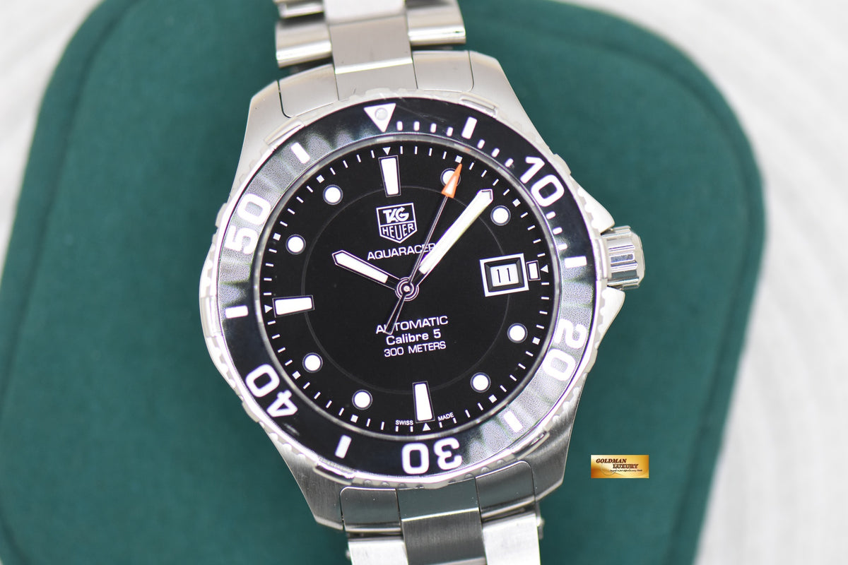 TAG HEUER AQUARACER 41mm CALIBRE 5 STEEL IN BRACELET BLACK DIAL AUTOMATIC WAN2110 (MINT)