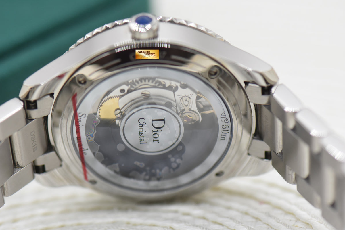 CHRISTIAN DIOR CHRISTAL 33mm BLUE SAPPHIRE BRACELET AUTOMATIC CD143117 (LNIB)