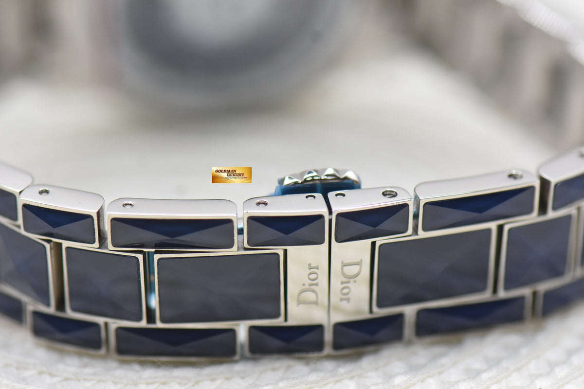 CHRISTIAN DIOR CHRISTAL 33mm BLUE SAPPHIRE BRACELET AUTOMATIC CD143117 (LNIB)