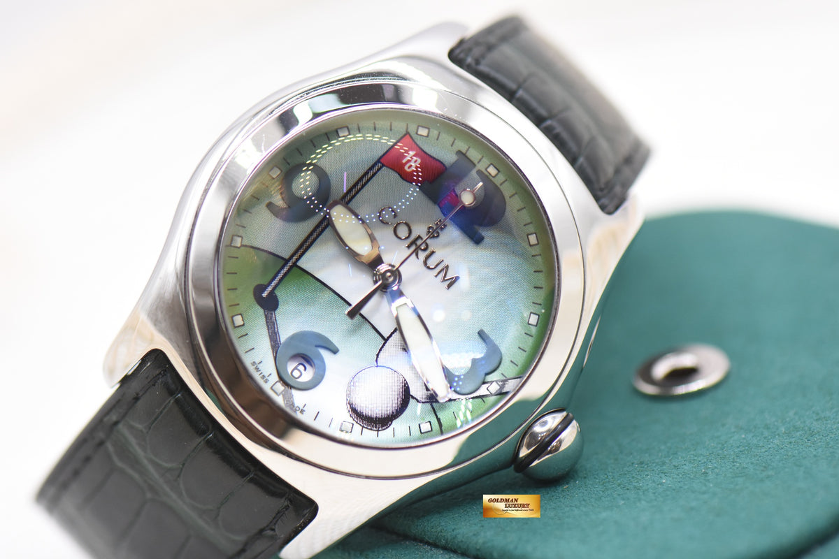 CORUM BUBBLE GOLF 45mm STEEL IN STRAP AUTOMATIC 082.150.20 (MINT)