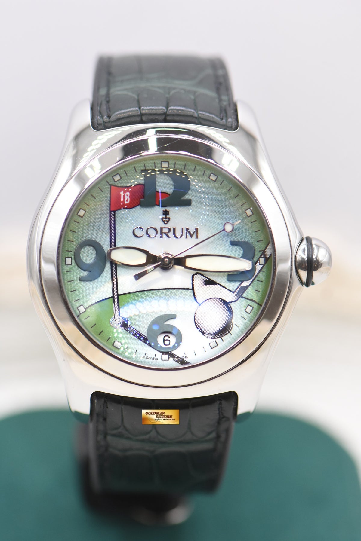 CORUM BUBBLE GOLF 45mm STEEL IN STRAP AUTOMATIC 082.150.20 (MINT)