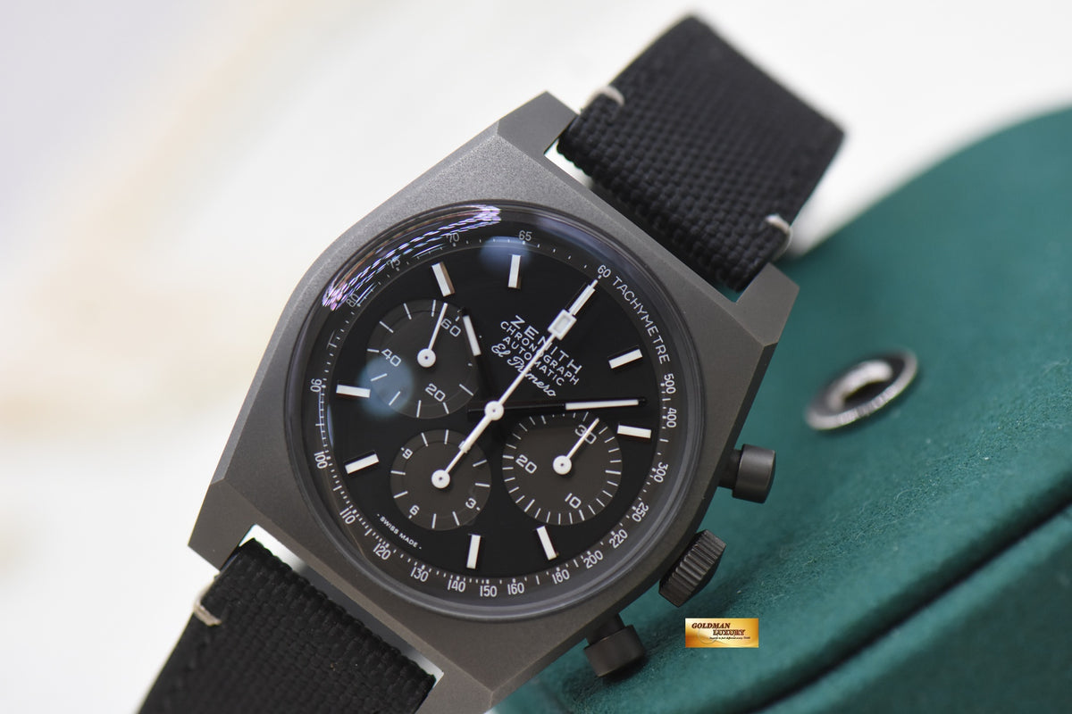 ZENITH CHRONOMASTER EL PRIMERO BLACK TITANIUM CHRONOGRAPH REVIVAL SHADOW 97.T384.4061 (LNIB - UNPOLISHED)