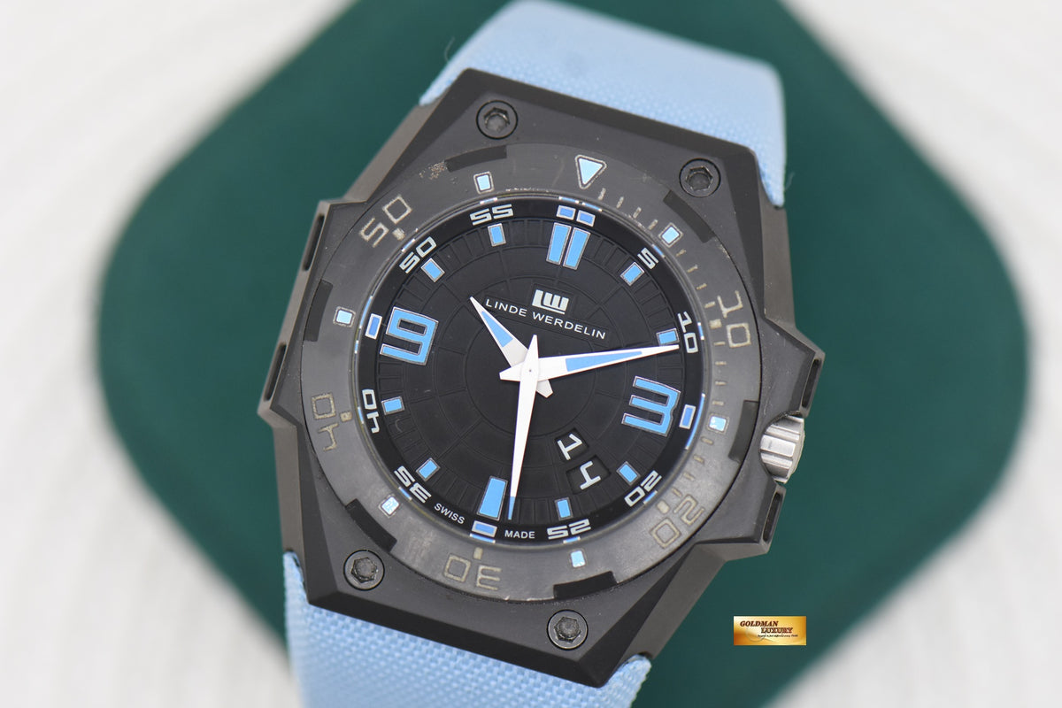 LINDE WERDELIN HARD BLACK III BIG DATE DLC BLACK STEEL IN KEVLAR STRAP AUTOMATIC HBIIIBD (UNPOLISHED)