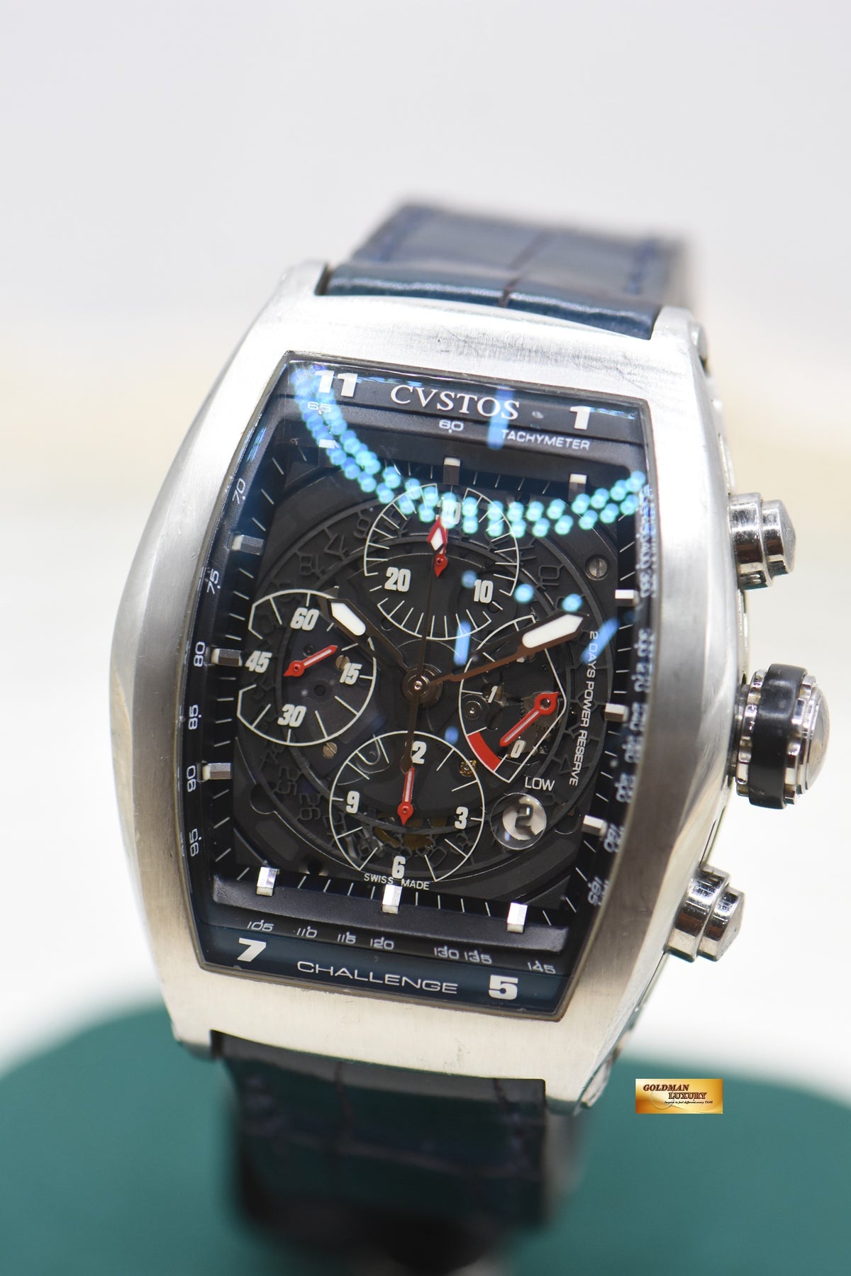 CVSTOS CHALLENGE CHRONOGRAPH POWER RESERVE STEEL IN LEATHER 301T (UNPOLISHED)