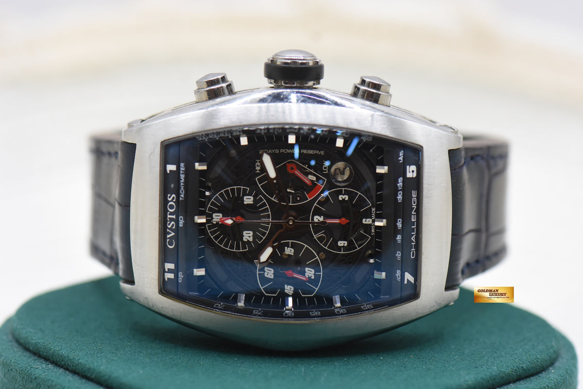 CVSTOS CHALLENGE CHRONOGRAPH POWER RESERVE STEEL IN LEATHER 301T (UNPOLISHED)