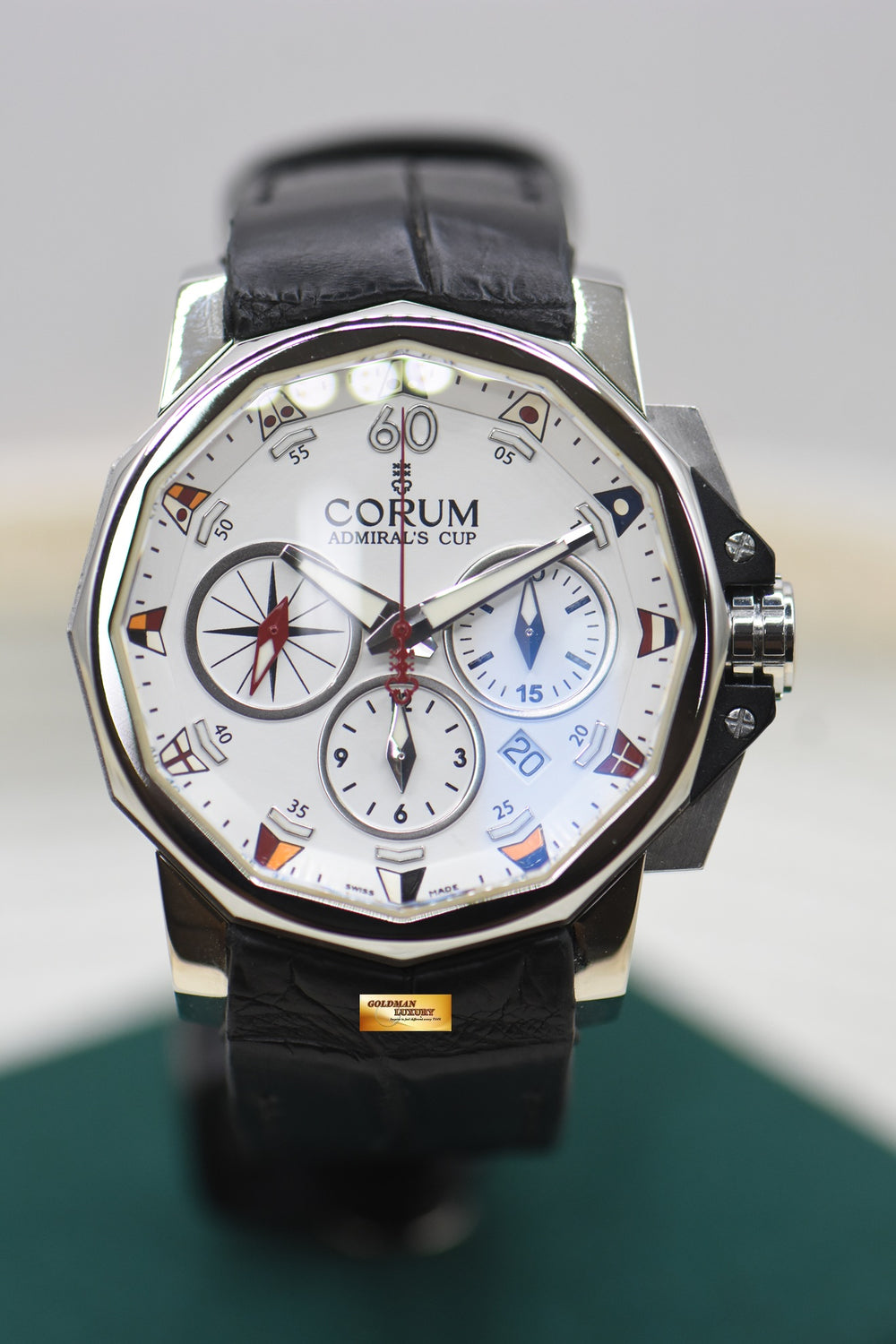 CORUM ADMIRAL’S CUP CHALLENGE 44mm CHRONOGRAPH STEEL AUTOMATIC WHITE DIAL 753.691.20 (MINT)
