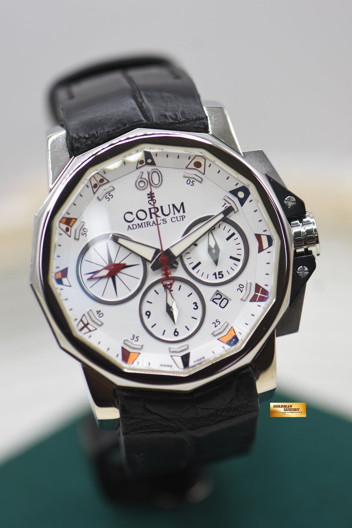 CORUM ADMIRAL’S CUP CHALLENGE 44mm CHRONOGRAPH STEEL AUTOMATIC WHITE DIAL 753.691.20 (MINT)