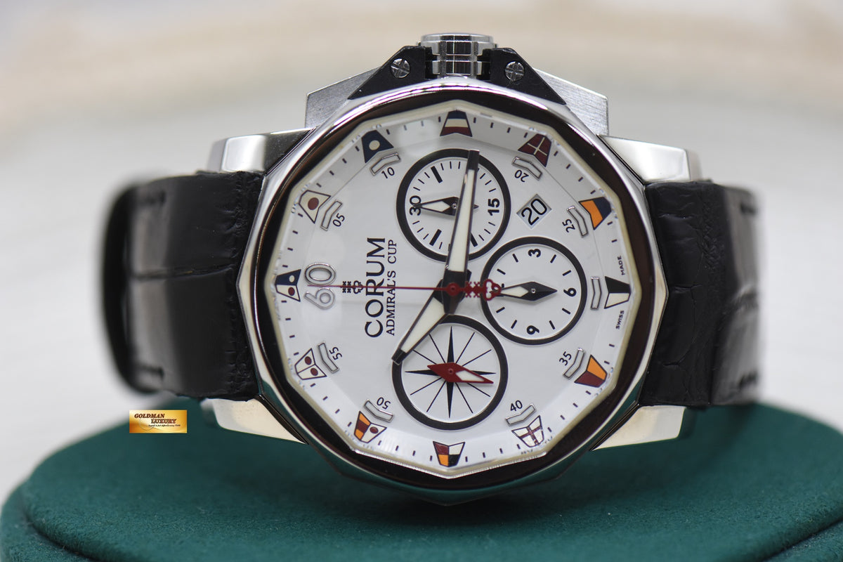 CORUM ADMIRAL’S CUP CHALLENGE 44mm CHRONOGRAPH STEEL AUTOMATIC WHITE DIAL 753.691.20 (MINT)