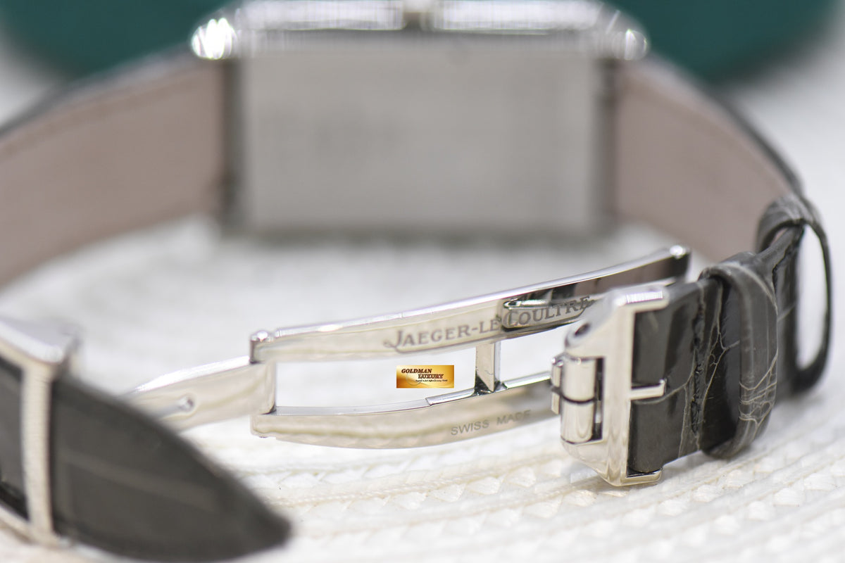 JLC REVERSO GRANDE LADY ULTRA THIN STEEL IN LEATHER STRAP QUARTZ Q3208422 (MINT)