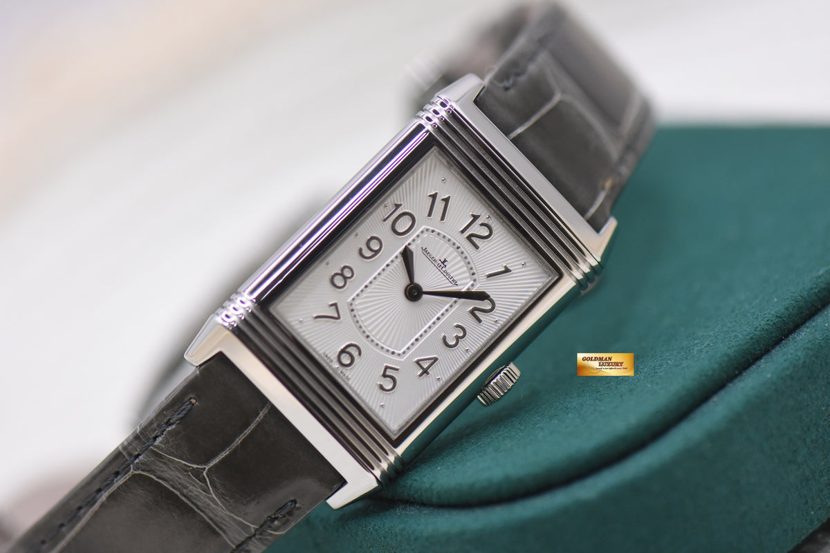 JLC REVERSO GRANDE LADY ULTRA THIN STEEL IN LEATHER STRAP QUARTZ Q3208422 (MINT)