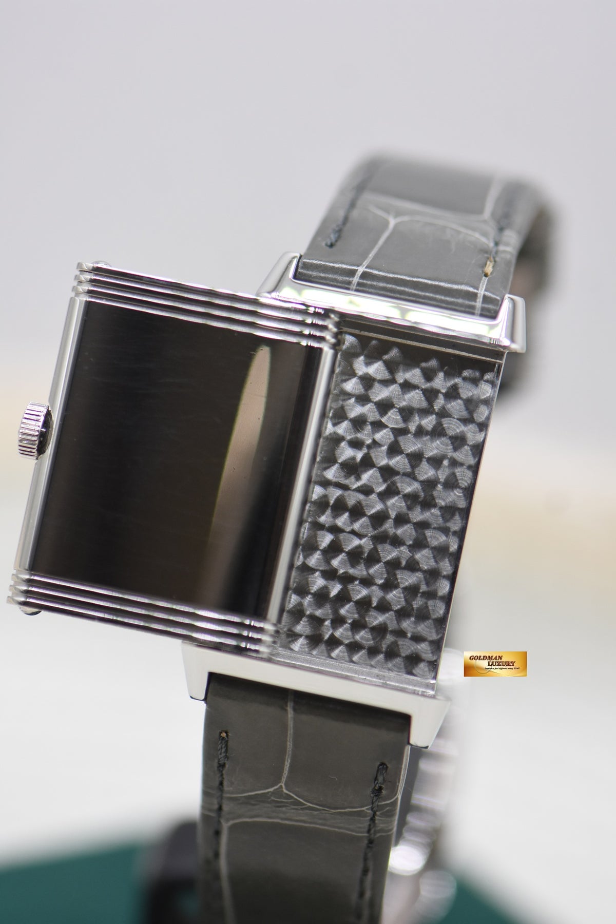 JLC REVERSO GRANDE LADY ULTRA THIN STEEL IN LEATHER STRAP QUARTZ Q3208422 (MINT)