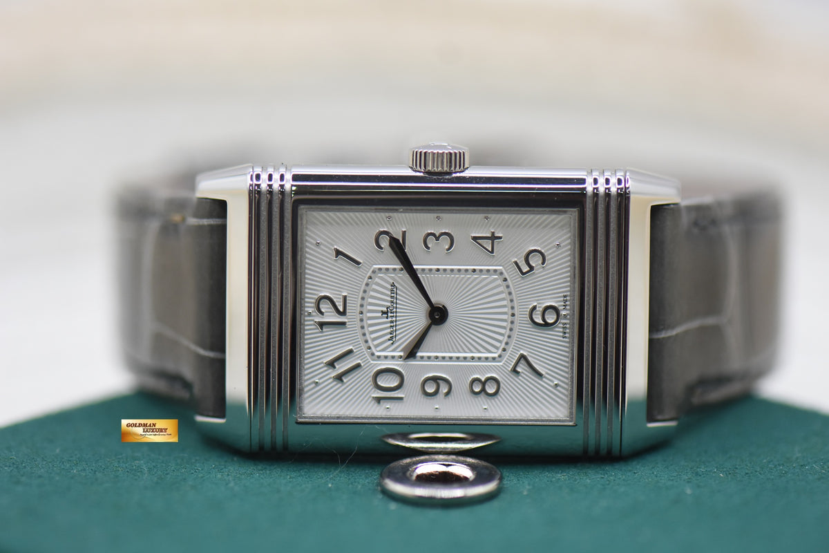 JLC REVERSO GRANDE LADY ULTRA THIN STEEL IN LEATHER STRAP QUARTZ Q3208422 (MINT)