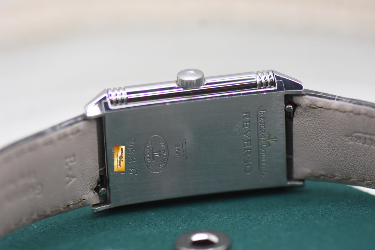 JLC REVERSO GRANDE LADY ULTRA THIN STEEL IN LEATHER STRAP QUARTZ Q3208422 (MINT)