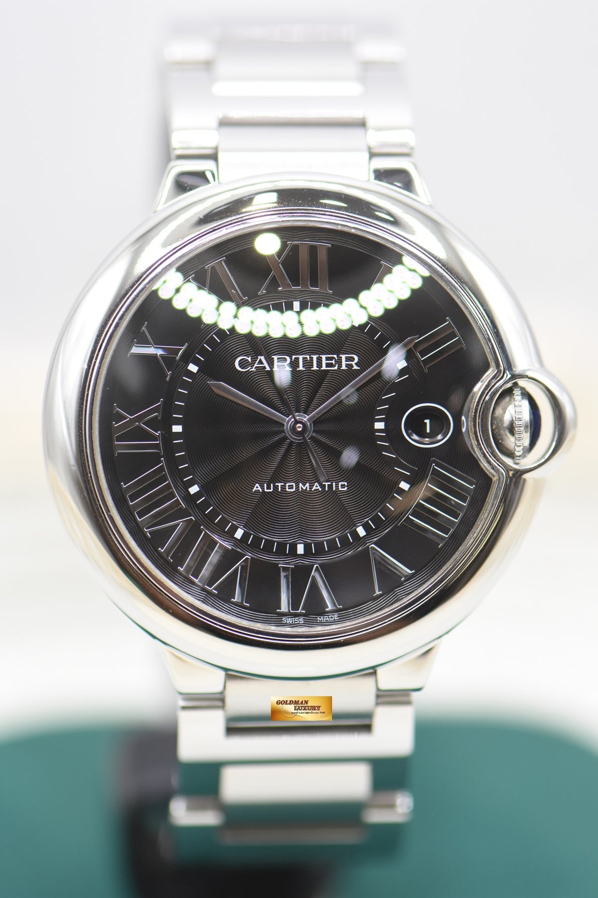 CARTIER BALLON BLEU 42mm STEEL IN BRACELET BLACK DIAL AUTOMATIC W6920042 (MINT)