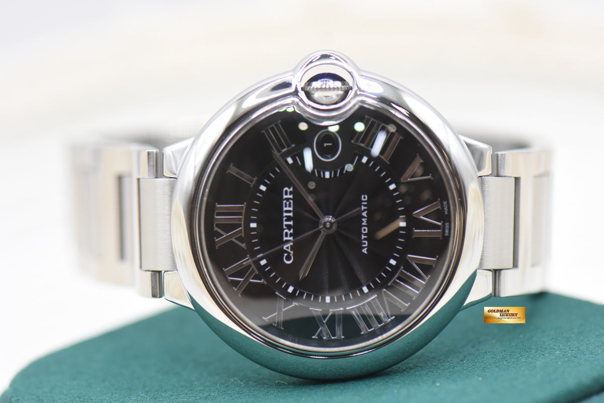 CARTIER BALLON BLEU 42mm STEEL IN BRACELET BLACK DIAL AUTOMATIC W6920042 (MINT)