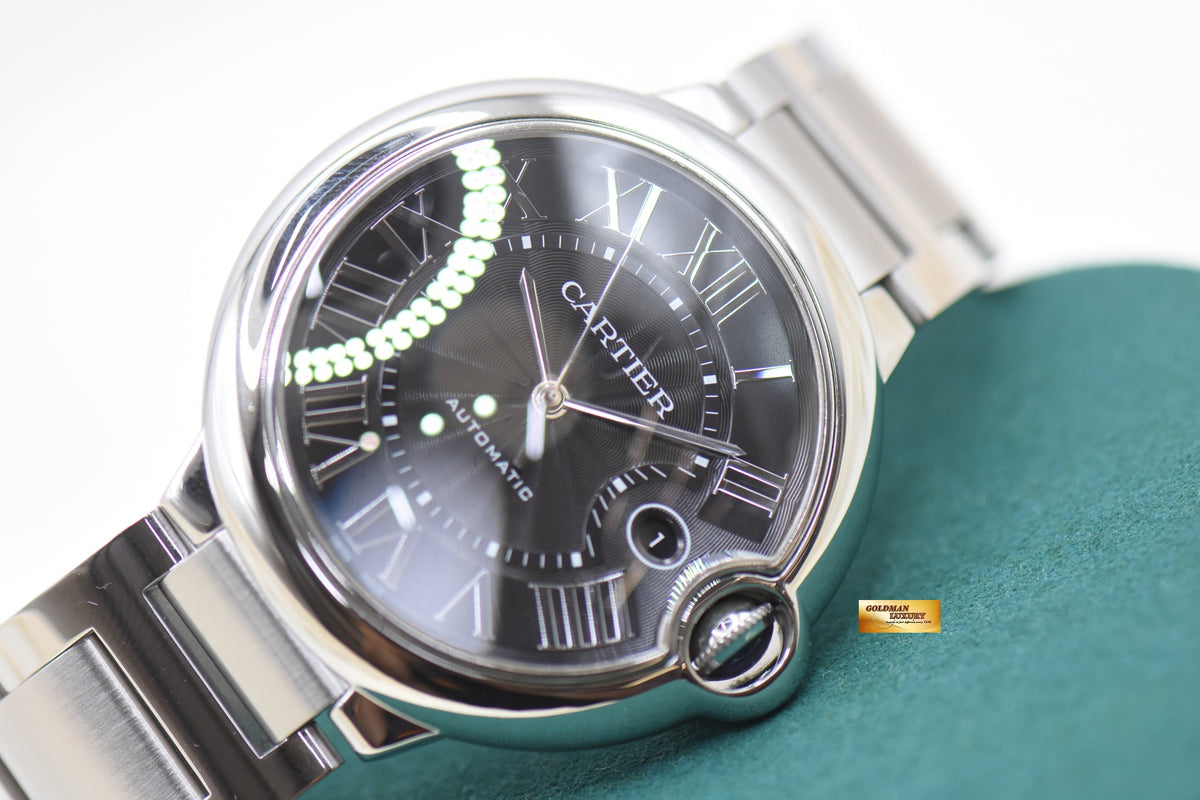 CARTIER BALLON BLEU 42mm STEEL IN BRACELET BLACK DIAL AUTOMATIC W6920042 (MINT)
