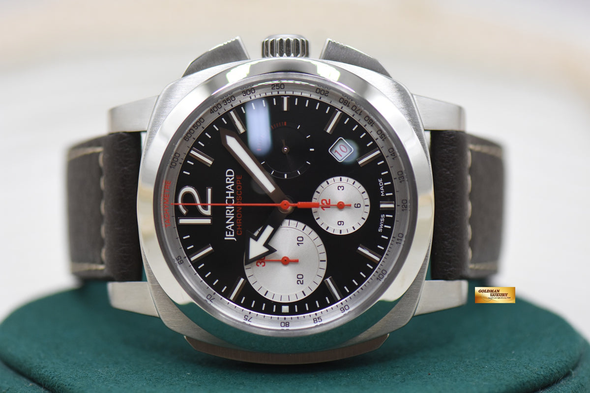JEANRICHARD CHRONOSCOPE 43mm STEEL IN LEATHER STRAP AUTOMATIC JR1000 65120 (MINT)