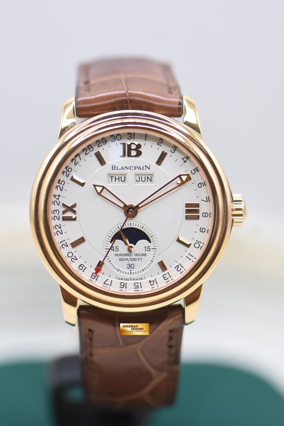 BLANCPAIN LEMAN COMPLETE CALENDAR MOONPHASE ROSE GOLD HALF-HUNTER 3563A-3642A-53B (MINT)