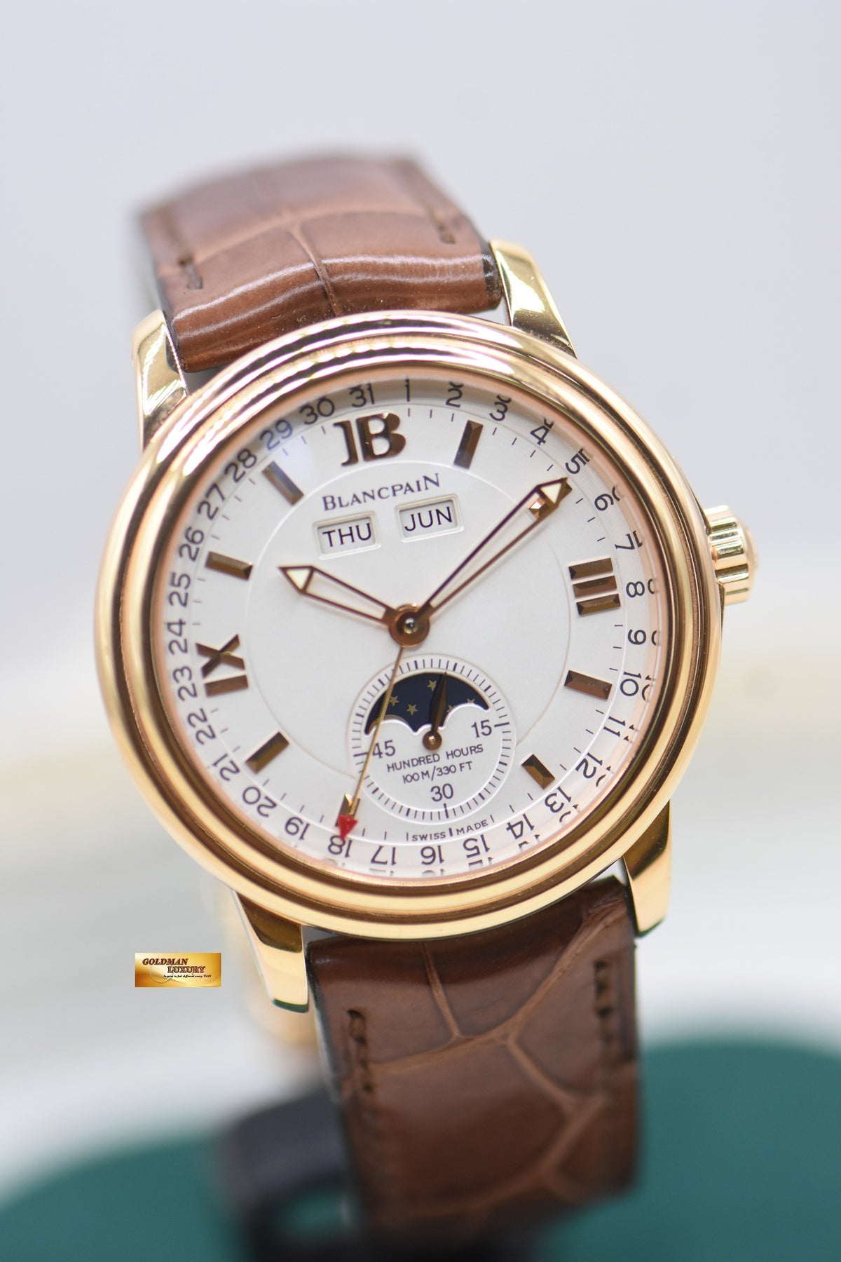 BLANCPAIN LEMAN COMPLETE CALENDAR MOONPHASE ROSE GOLD HALF-HUNTER 3563A-3642A-53B (MINT)