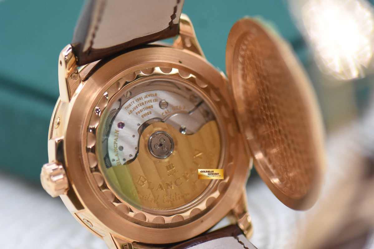 BLANCPAIN LEMAN COMPLETE CALENDAR MOONPHASE ROSE GOLD HALF-HUNTER 3563A-3642A-53B (MINT)