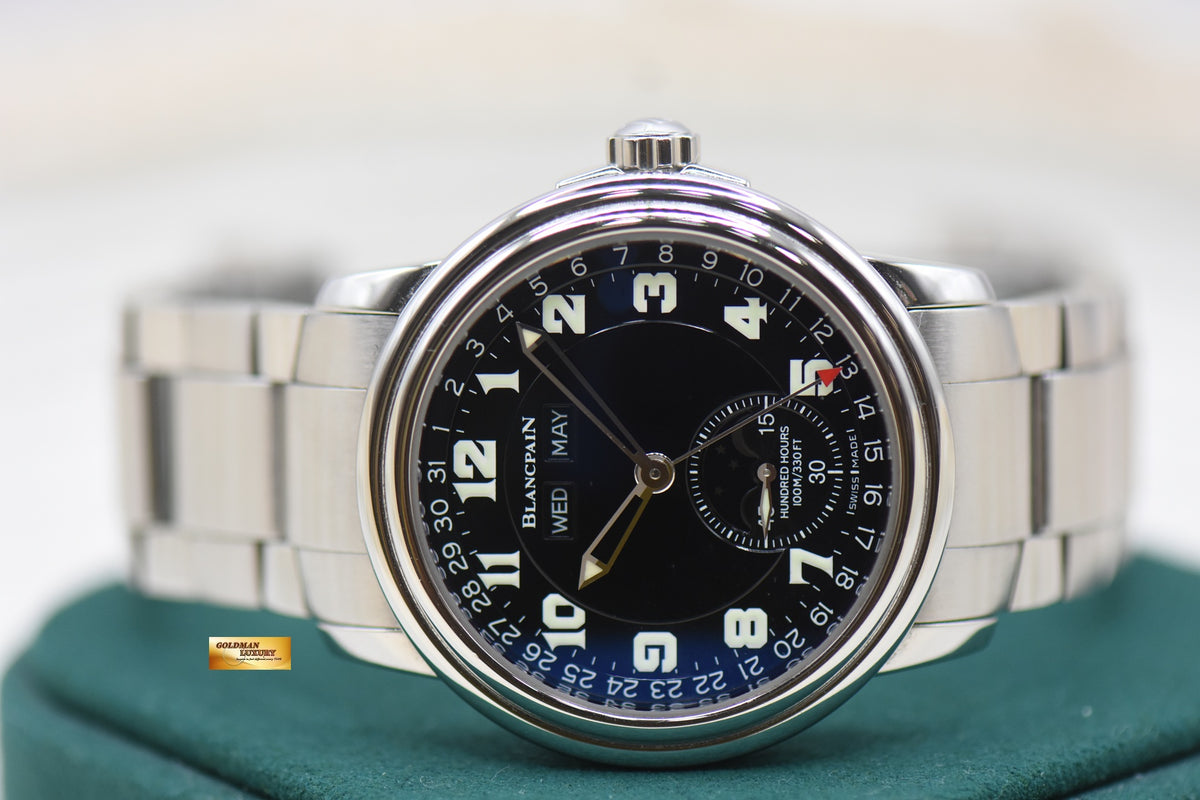 BLANCPAIN LEMAN COMPLETE CALENDAR MOONPHASE STEEL BRACELET BLACK DIAL 2763-1130-71 (MINT)
