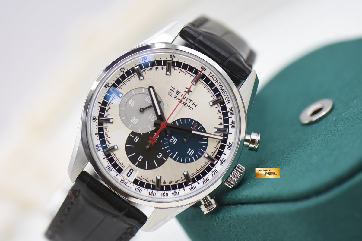 ZENITH El PRIMERO CHRONOMASTER 42mm STEEL IN LEATHER STRAP AUTOMATIC 03.2040.400 (MINT)