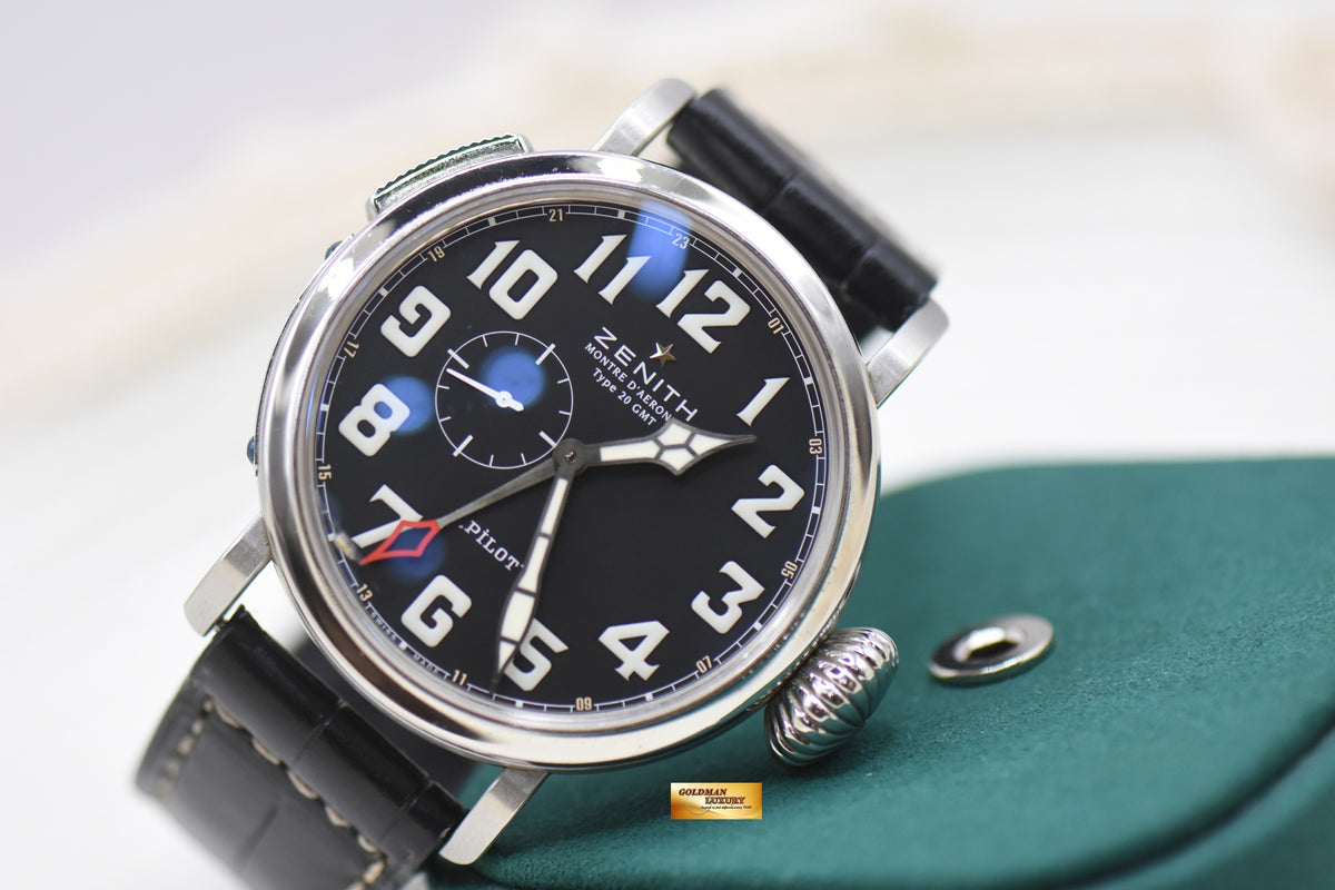 ZENITH PILOT MONTRE D’AERONEF TYPE 20 GMT STEEL 48mm OVERSIZE AUTOMATIC 03.2430.693 (MINT)