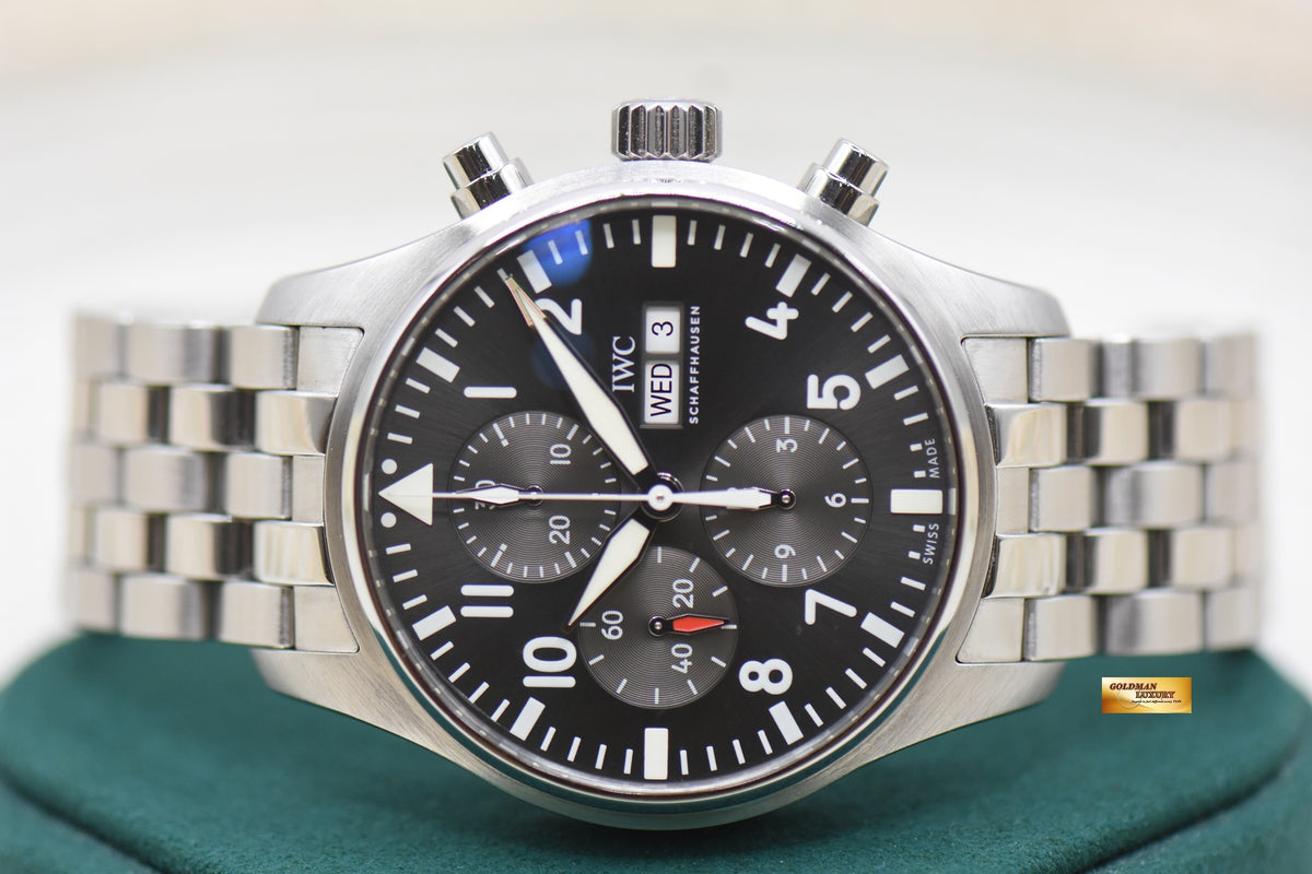 IWC PILOT CHRONOGRAPH SPITFIRE 43mm STEEL BRACELET SLATE GREY AUTOMATIC IW3777-19 (MINT)