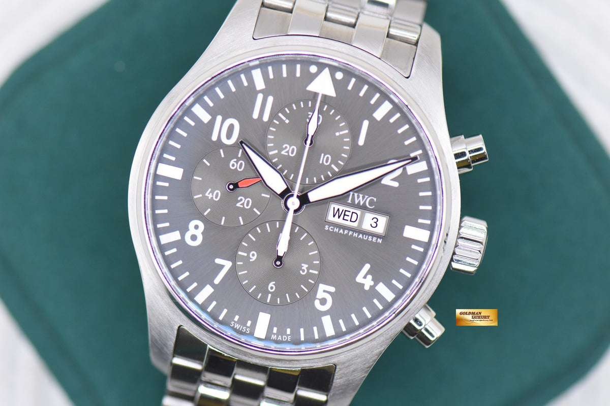 IWC PILOT CHRONOGRAPH SPITFIRE 43mm STEEL BRACELET SLATE GREY AUTOMATIC IW3777-19 (MINT)