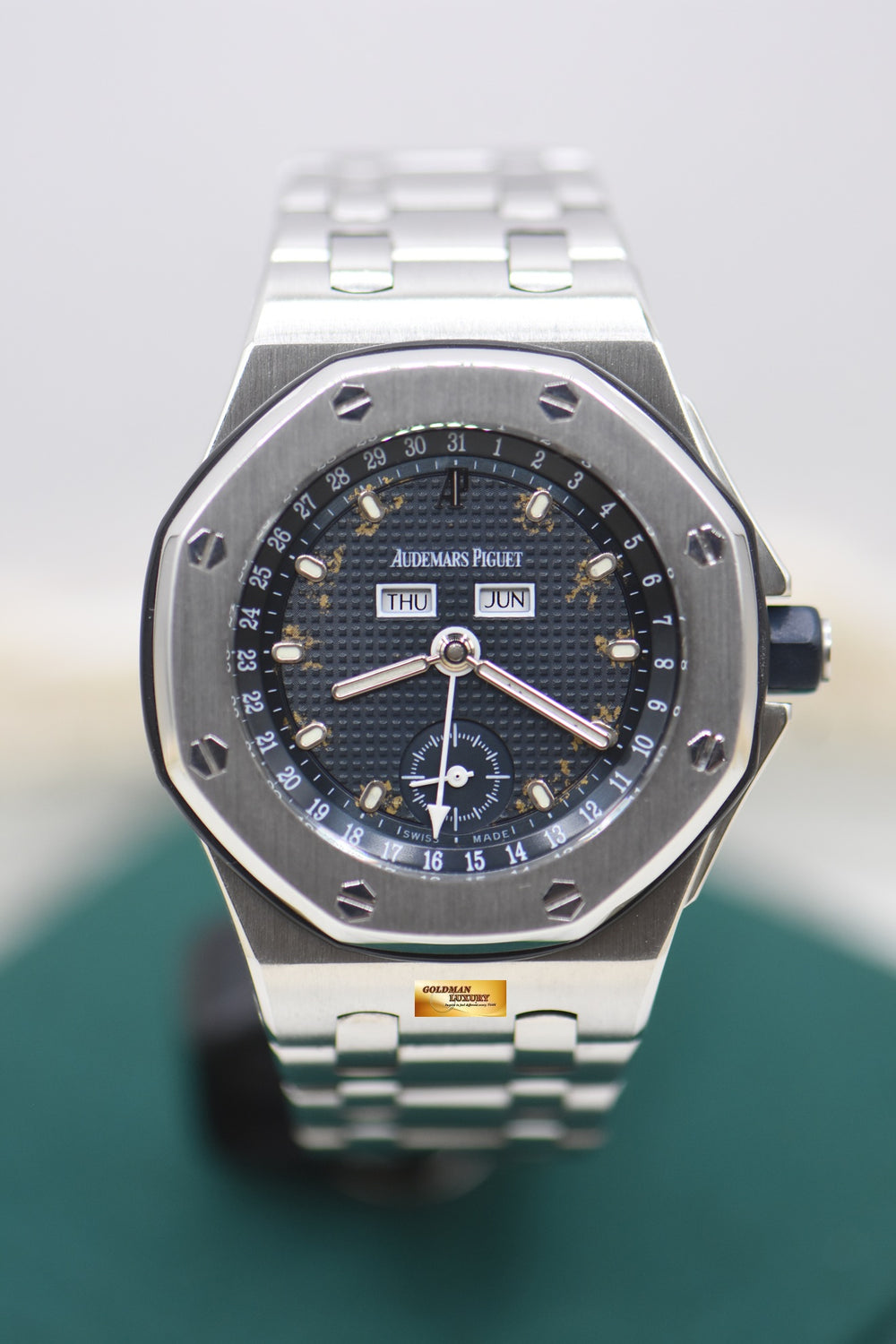 AUDEMARS PIGUET ROYAL OAK OFFSHORE TRIPLE CALENDAR 39mm STEEL IN BRACELET BLUE DIAL 25807ST (UNPOLISHED) (AGING DIAL)