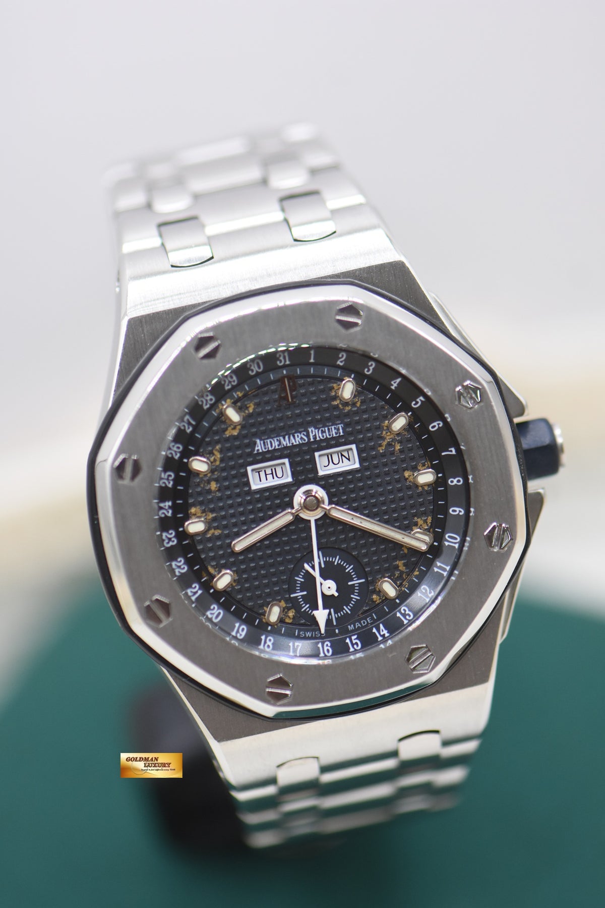 AUDEMARS PIGUET ROYAL OAK OFFSHORE TRIPLE CALENDAR 39mm STEEL IN BRACELET BLUE DIAL 25807ST (UNPOLISHED) (AGING DIAL)