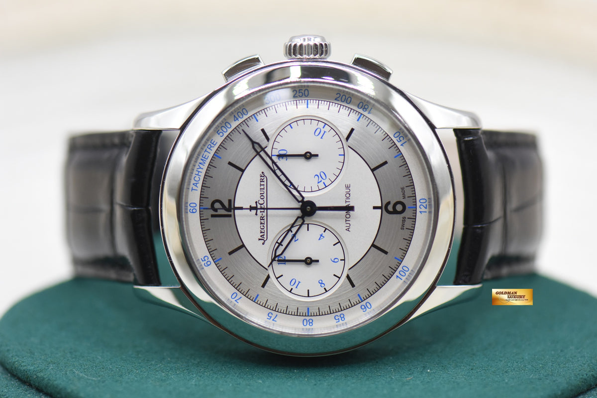 JAEGER LeCOULTRE MASTER CHRONOGRAPH SECTOR DIAL 40mm STEEL IN LEATHER STRAP AUTOMATIC Q1538530 (MINT)