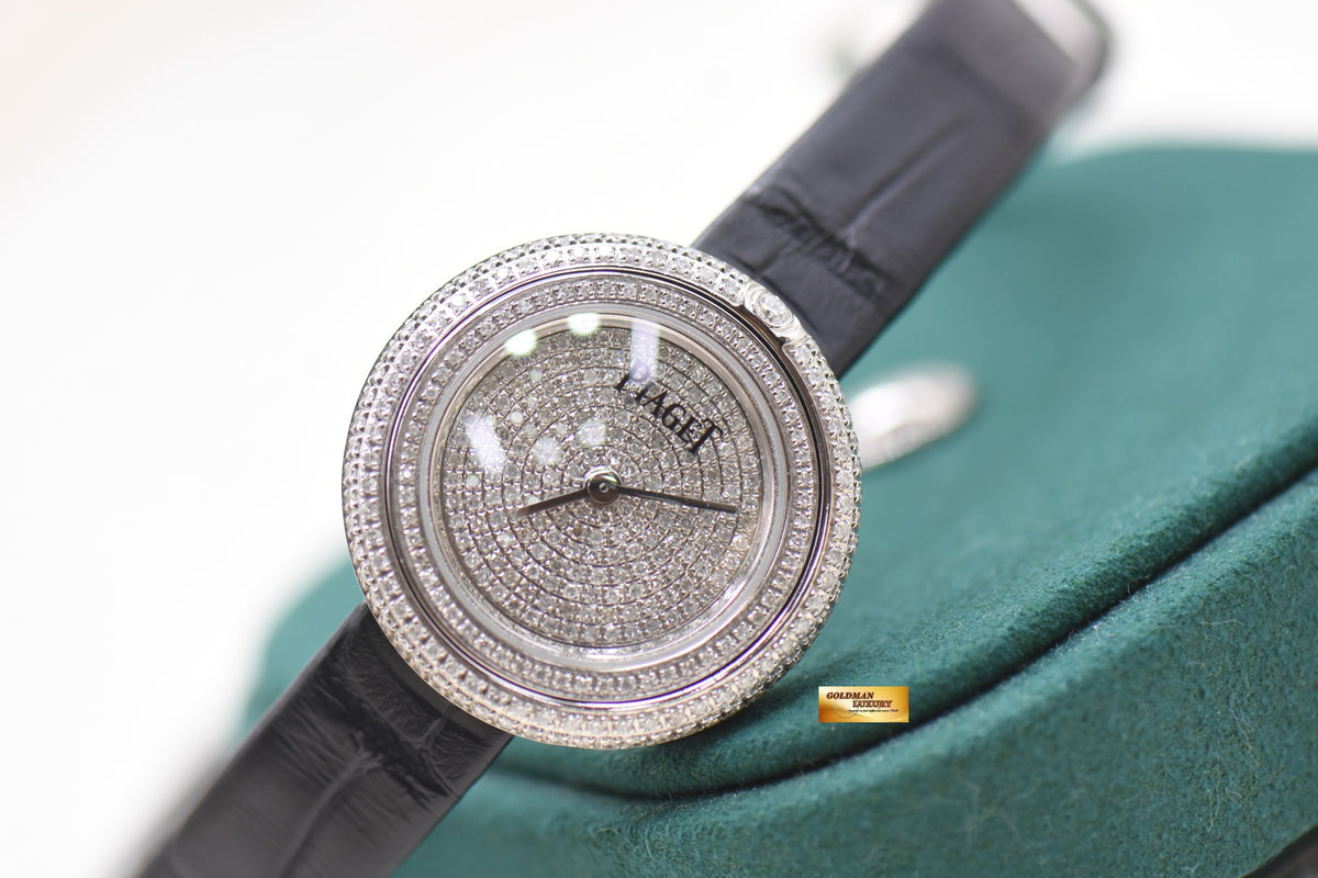 PIAGET POSSESSION 29mm STEEL IN STRAP CUSTOM FULL-PAVED DIAMONDS QUARTZ G0A43080 (MINT)