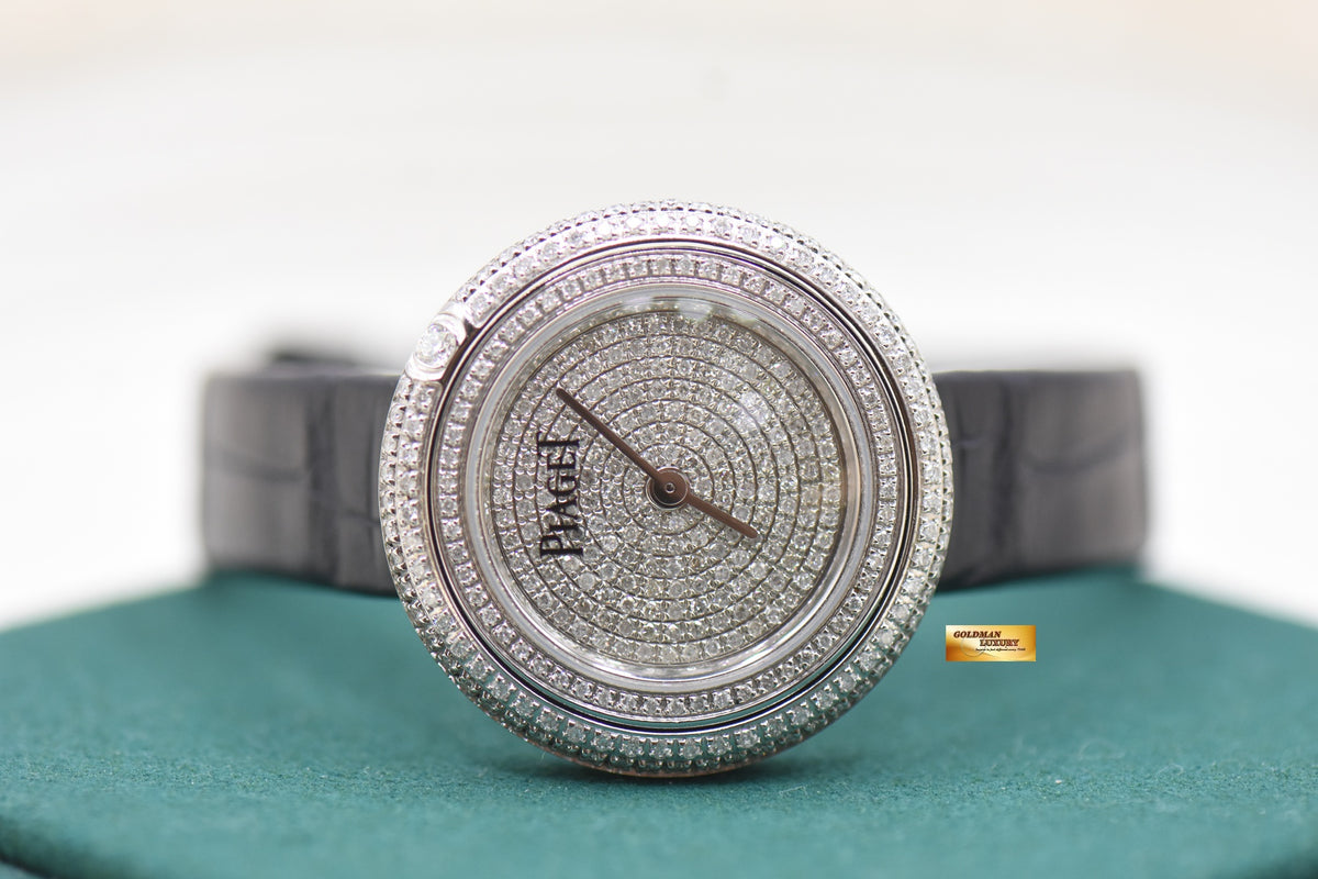 PIAGET POSSESSION 29mm STEEL IN STRAP CUSTOM FULL-PAVED DIAMONDS QUARTZ G0A43080 (MINT)
