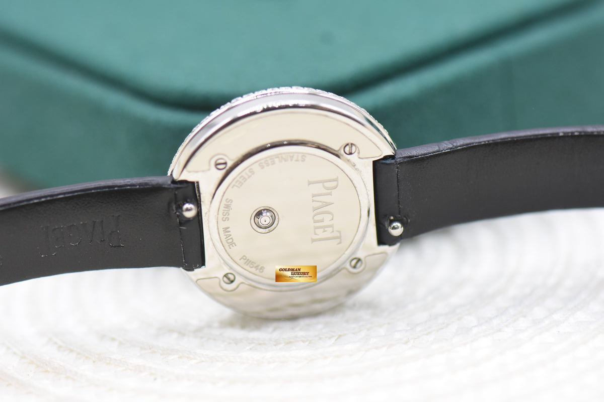 PIAGET POSSESSION 29mm STEEL IN STRAP CUSTOM FULL-PAVED DIAMONDS QUARTZ G0A43080 (MINT)