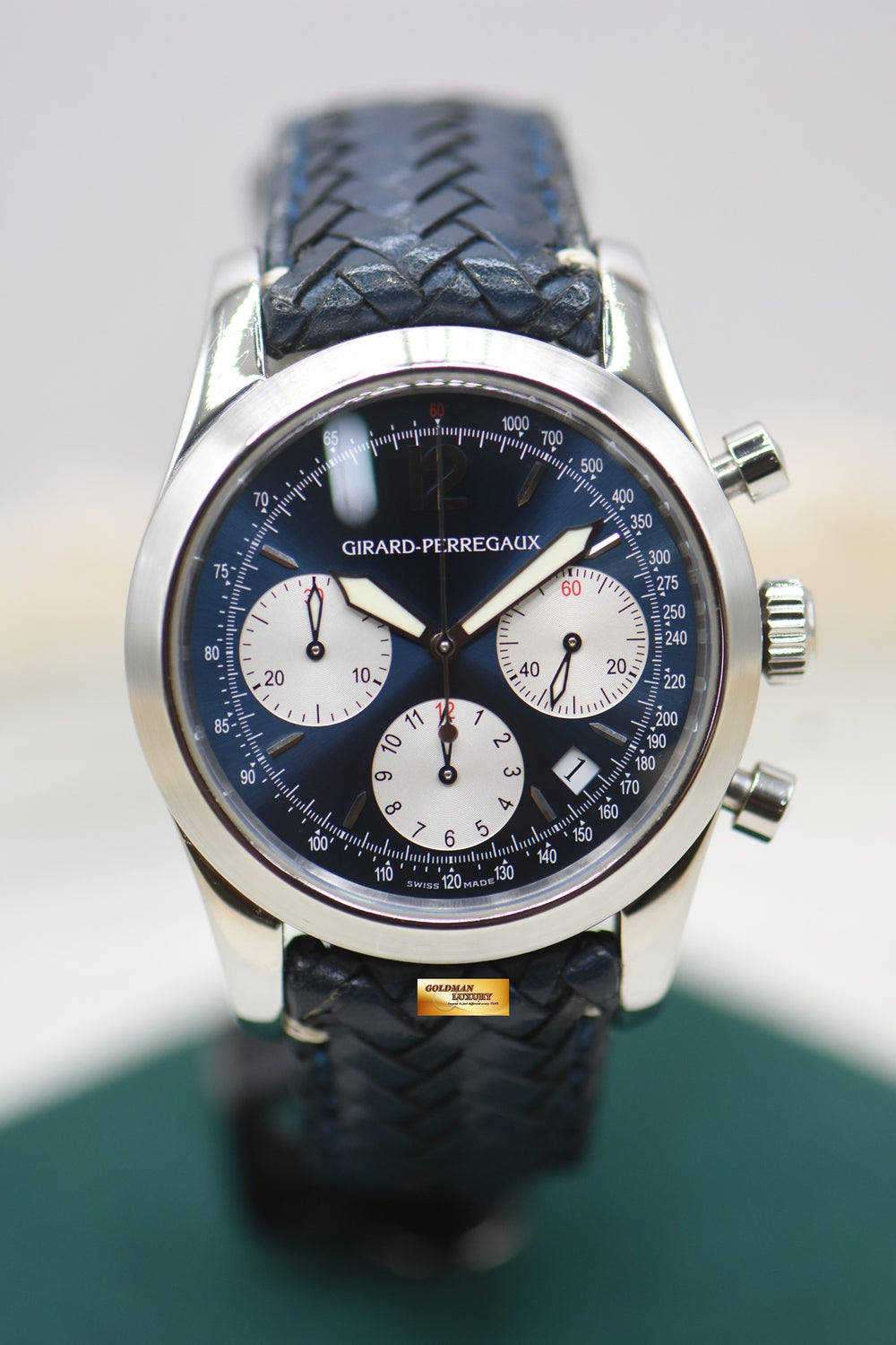 GIRARD PERREGAUX SPORT CLASSIQUE 2000 CHRONOGRAPH 40mm STEEL IN LEATHER BLUE AUTOMATIC 4956 (MINT)