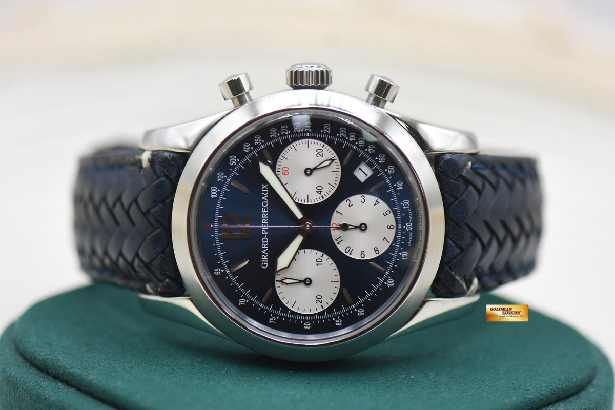 GIRARD PERREGAUX SPORT CLASSIQUE 2000 CHRONOGRAPH 40mm STEEL IN LEATHER BLUE AUTOMATIC 4956 (MINT)