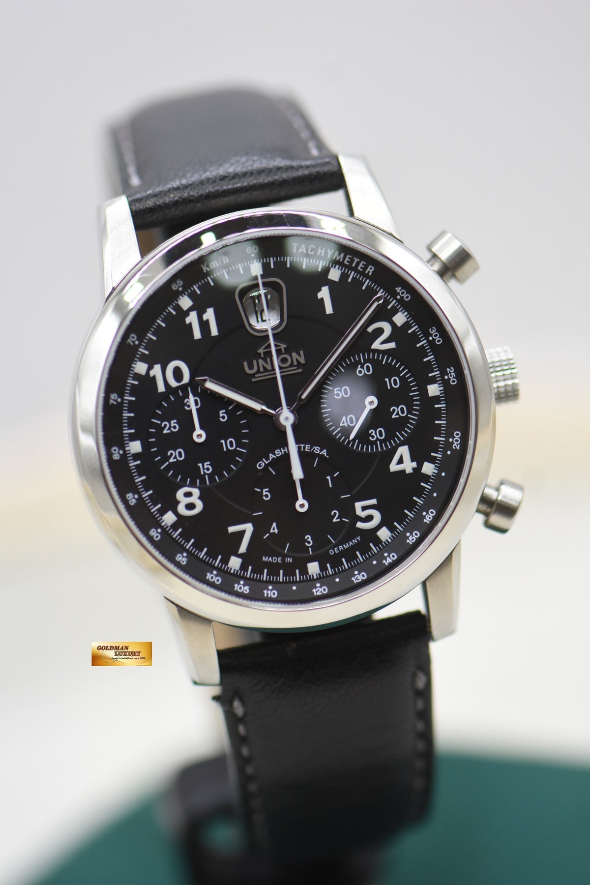 UNION GLASHUTTE FLIEGERCHRONOGRAPH 39mm STEEL BLACK DIAL AUTOMATIC (NOS)