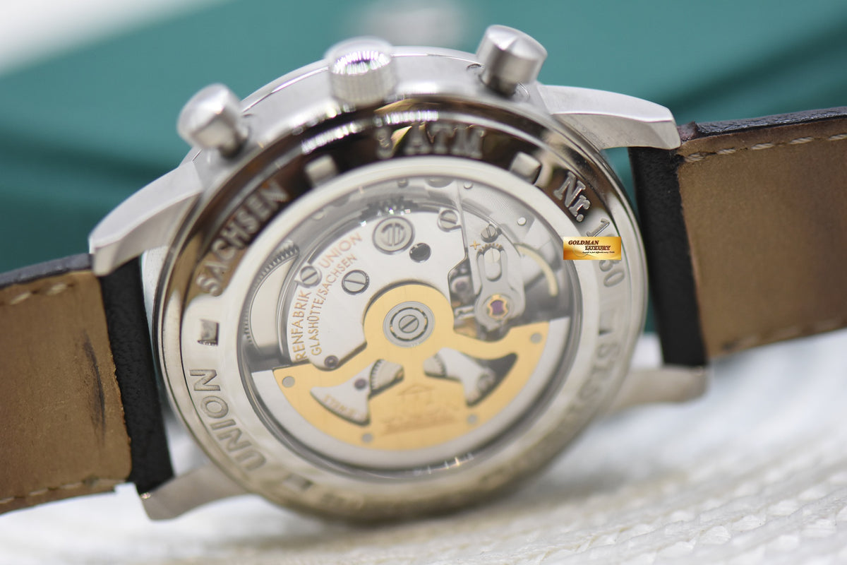 UNION GLASHUTTE FLIEGERCHRONOGRAPH 39mm STEEL BLACK DIAL AUTOMATIC (NOS)