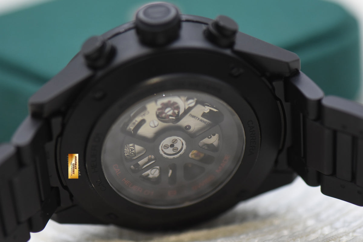TAG HEUER CARRERA 45mm CALIBRE HEUER 01 FULL BLACK MATTE CERAMIC CHRONOGRAPH AUTOMATIC CAR2A91.BH0742 (MINT)