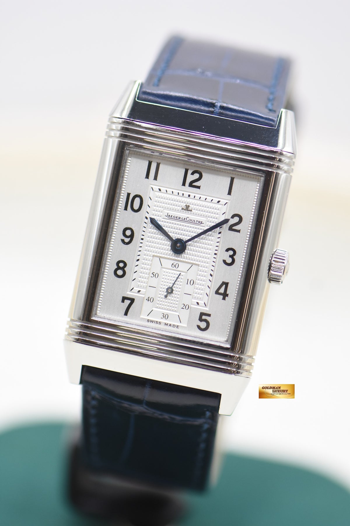 JLC GRANDE REVERSO 976 STEEL IN LEATHER STRAP MANUAL Q3738420 (MINT)