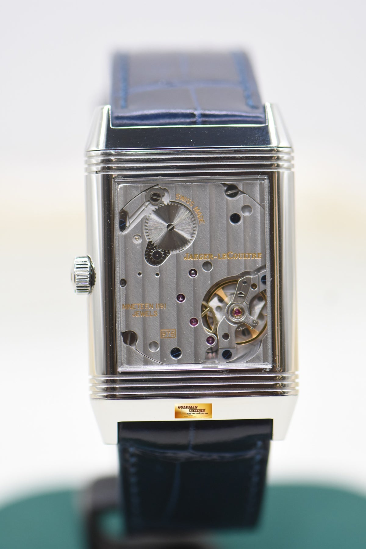 JLC GRANDE REVERSO 976 STEEL IN LEATHER STRAP MANUAL Q3738420 (MINT)