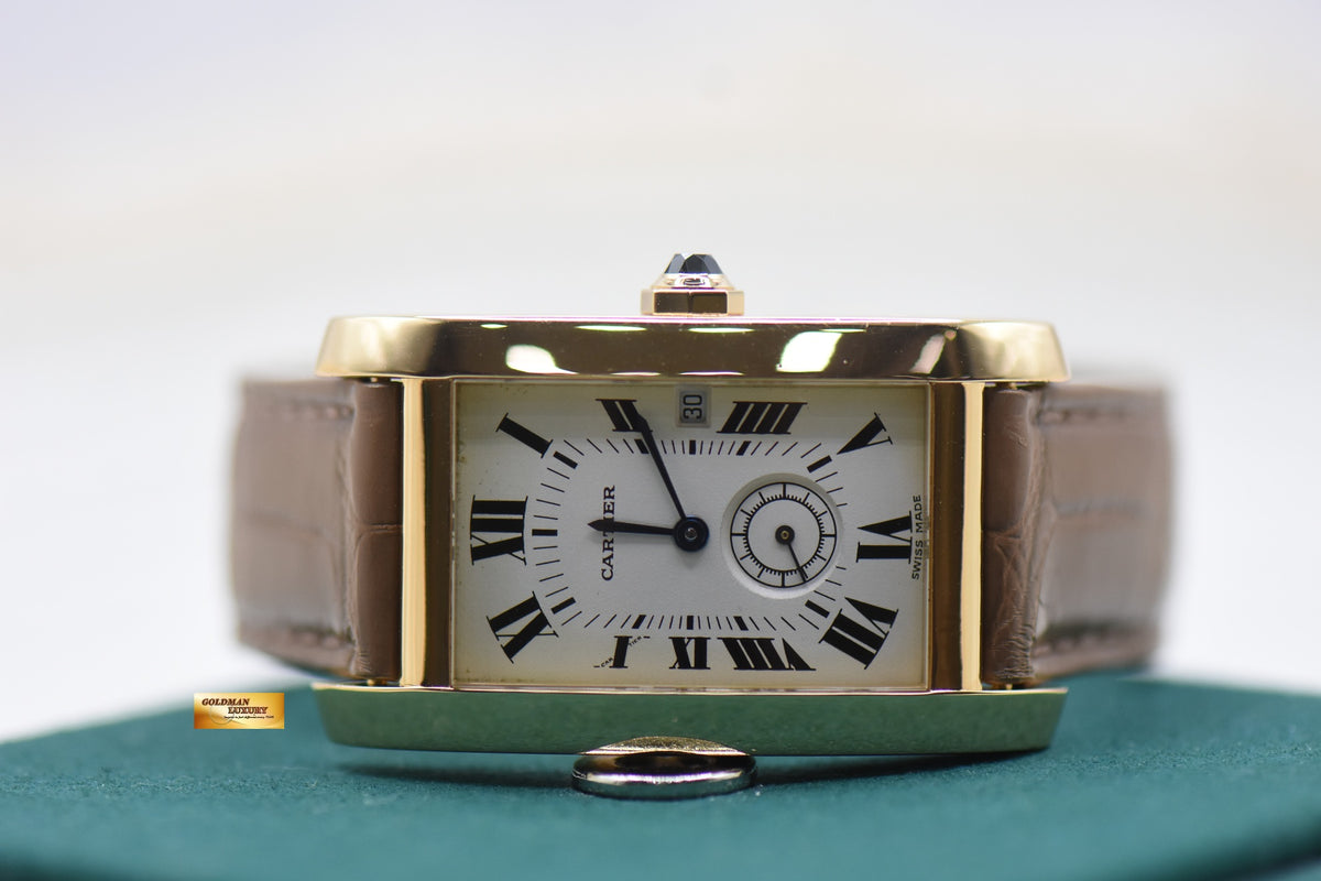 CARTIER TANK AMERICAINE SUB-SEC DIAL 18K YELLOW GOLD QUARTZ 8012905 (MINT)