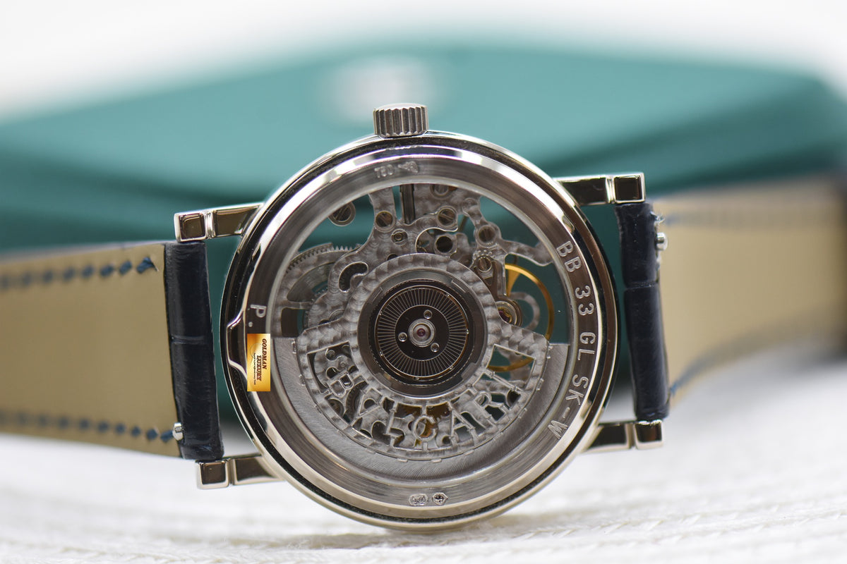 BVLGARI BVLGARI SQUELETTE SKELETON DIAL WHITE GOLD IN LEATHER AUTOMATIC BB33GLSKW (MINT)
