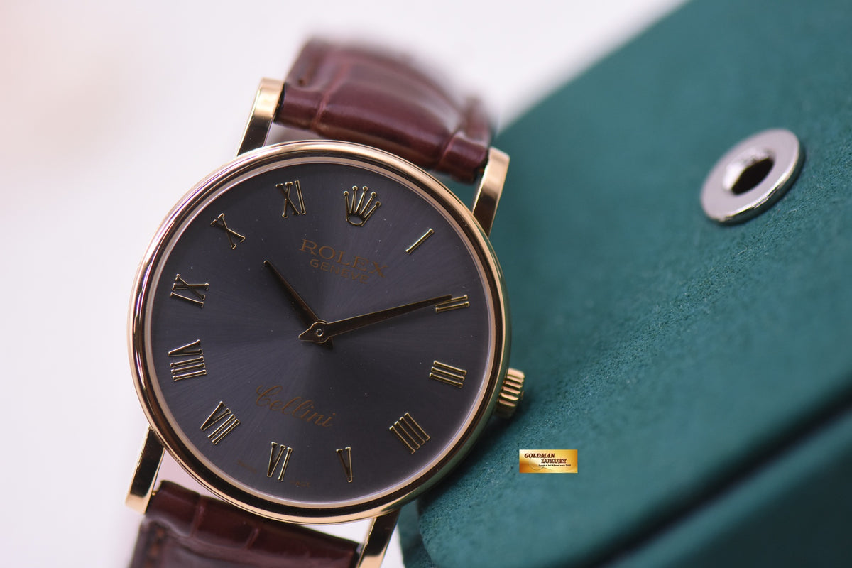 ROLEX CELLINI ULTRA THIN 32mm YELLOW GOLD IN LEATHER STRAP MANUAL WINDING 5115-8 (MINT)