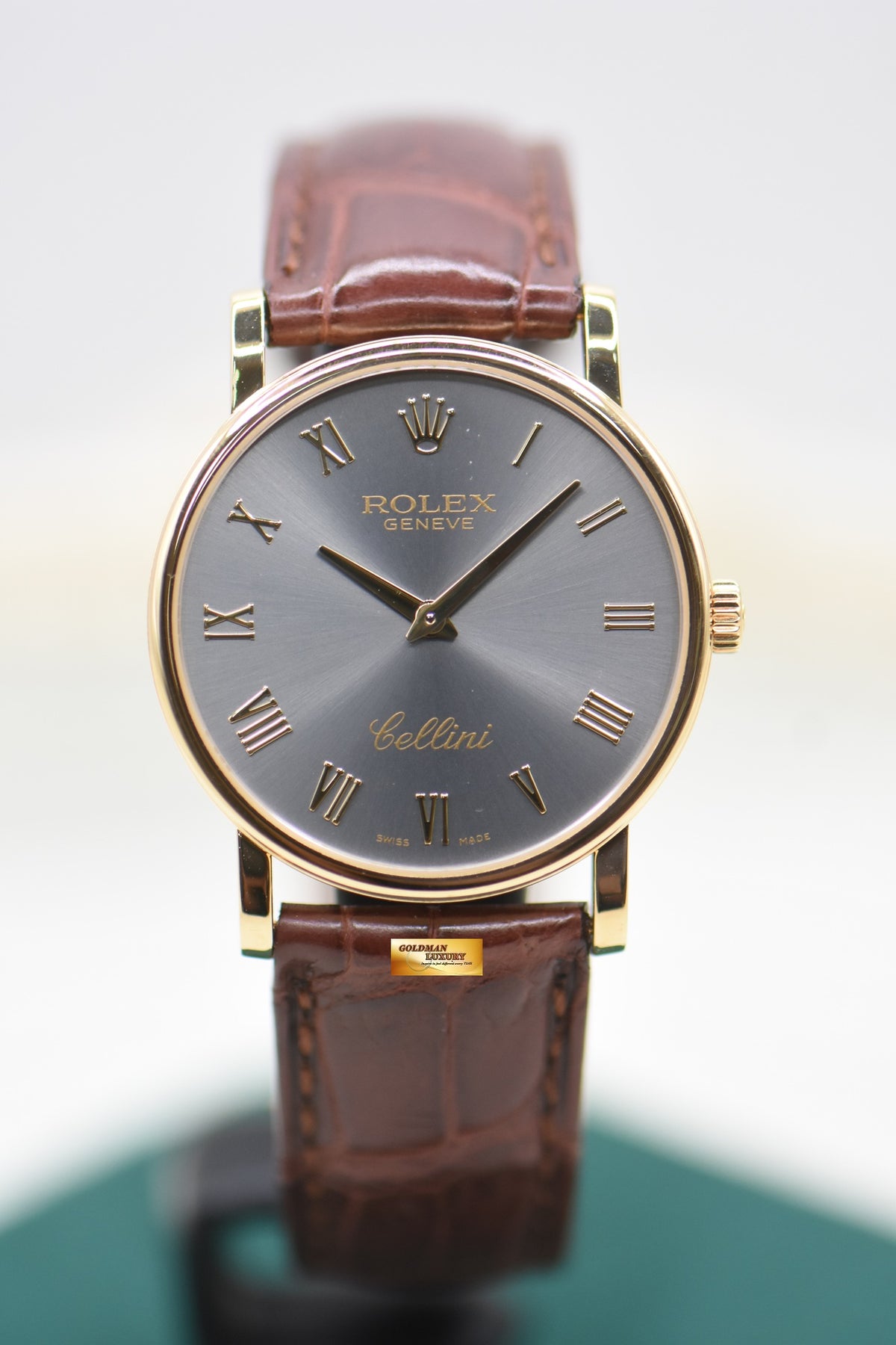 ROLEX CELLINI ULTRA THIN 32mm YELLOW GOLD IN LEATHER STRAP MANUAL WINDING 5115-8 (MINT)